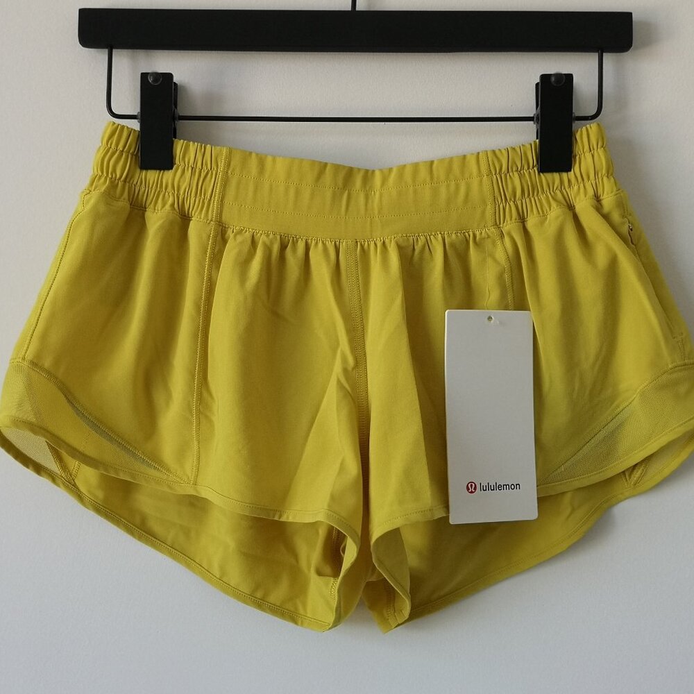 NWT LULULEMON SOLL Yellow Lightweight Low Rise Lined Hotty Hot 2.5" Shorts 10